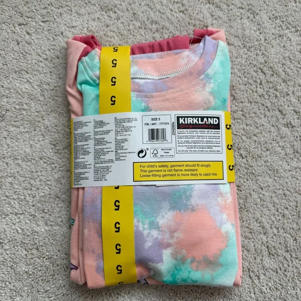 Kirkland Signature Pajama Kids 4 Pc Set Sz 5 Short Long‎ Pants Mermaid